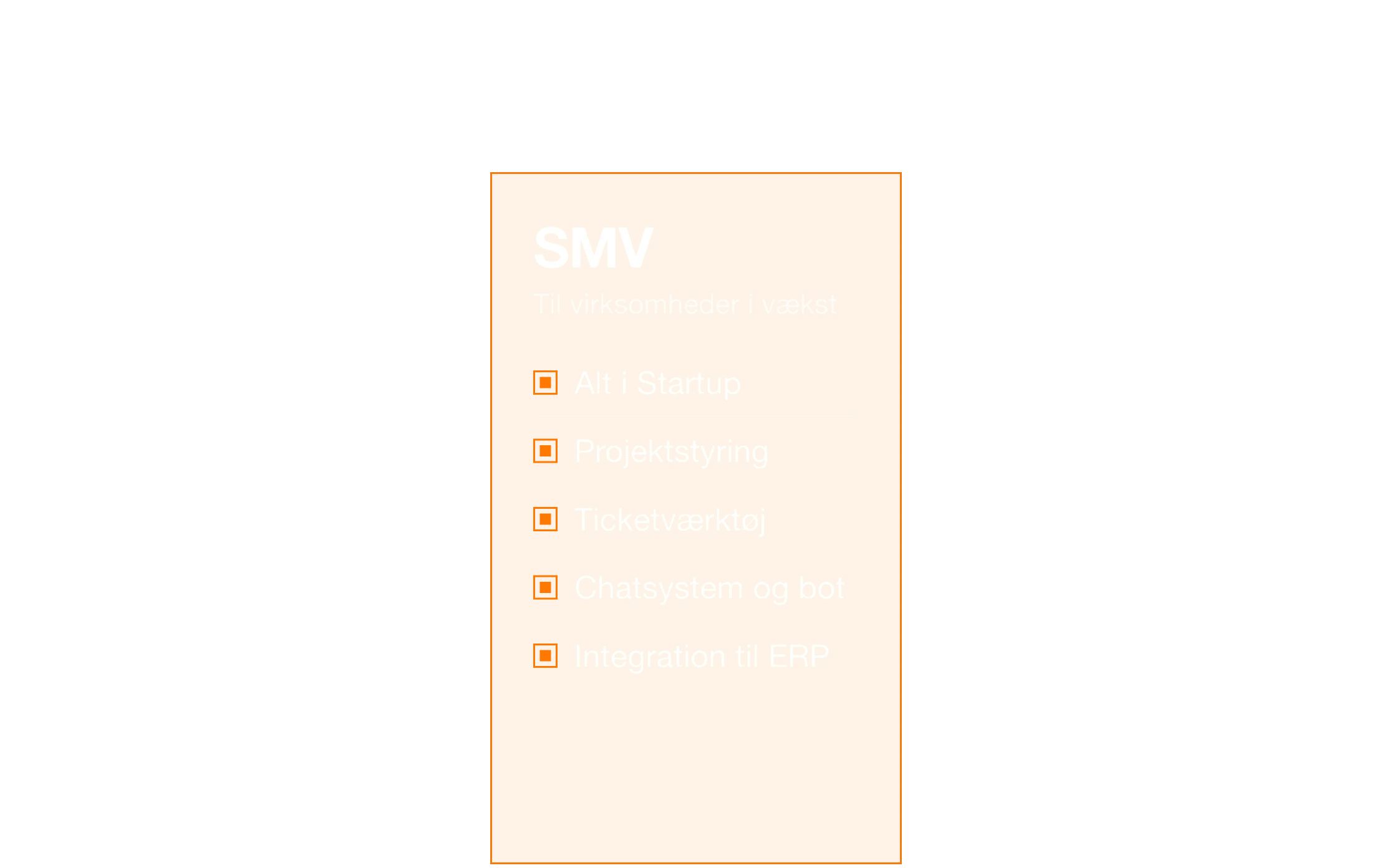 Illustration af pakkerne Startup, SMV og Enterprise, hvor hver pakke indeholder mere end den forrige.